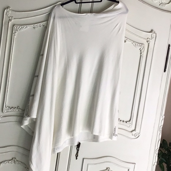 NWT Plus size XL white & silver rhinestone shrug  poncho sweater lux Vila Milano - Picture 5 of 5